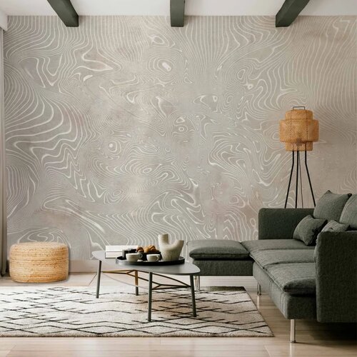  Foto tapeta - Flowing shapes - abstract beige and white background in patterned compositions 150x105 Standard Cene
