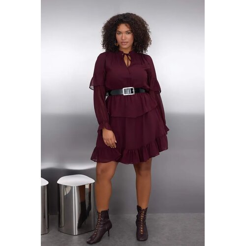 Trendyol ženska haljina Tbbaw26Ah00003, bordo Cene