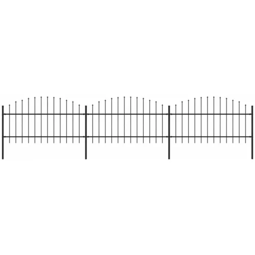  ograda s ukrasnim kopljima (1-1,25) x 5,1 m čelična crna