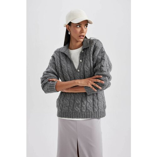 Defacto Relax Fit Polo Collar Pullover Cene