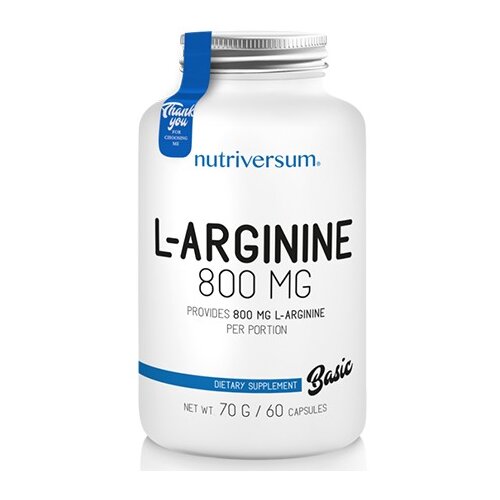 NUTRIVERSUM Aminokiselina L-Arginin 800mg, 60 kapsula Slike