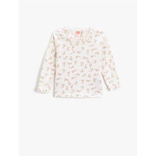 Koton Floral Pattern Long Sleeved T-Shirt with Ruffle Collar Cotton Slike