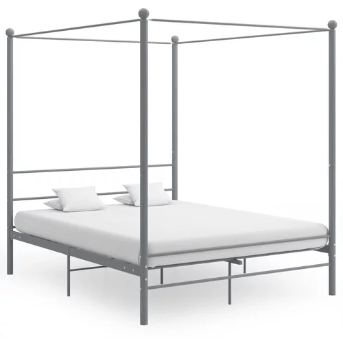  za krevet s nadstrešnicom sivi metalni 160 x 200 cm