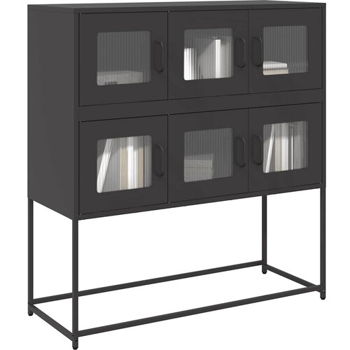 vidaXL Komoda črna 100,5x39x107 cm hladno valjano jeklo Cene