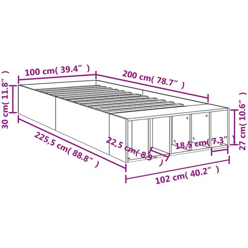  Okvir za krevet smeđi hrast 100 x 200 cm konstruirano drvo Slike
