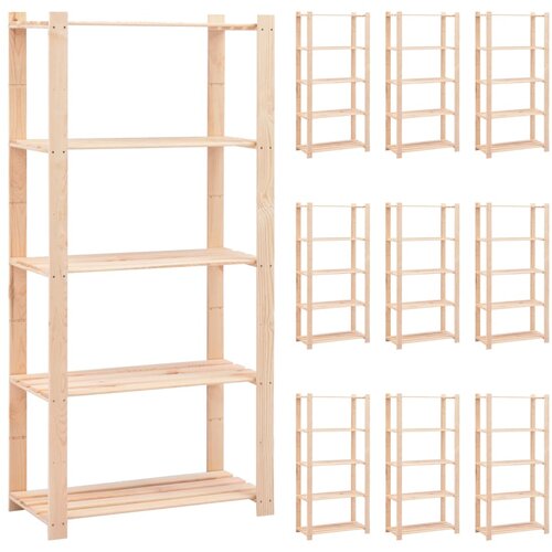 VidaXL stalci za pohranu 5 razina 10 kom 80x38x170 cm borovina 250 kg Slike