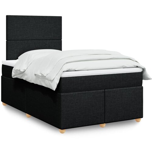 VidaXL Krevet s oprugama i madracem crni 120 x 200cm od tkanine Slike