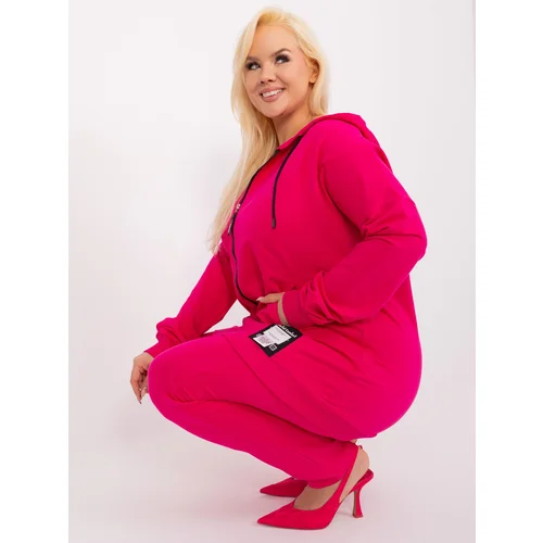 Fashion Hunters Cotton tracksuit fuchsia plus size