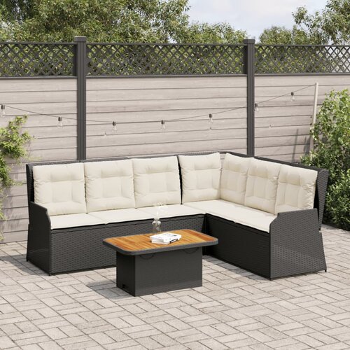  5-dijelna vrtna garnitura od poliratana s jastucima crna 90 x 55 x 71 cm Cijene