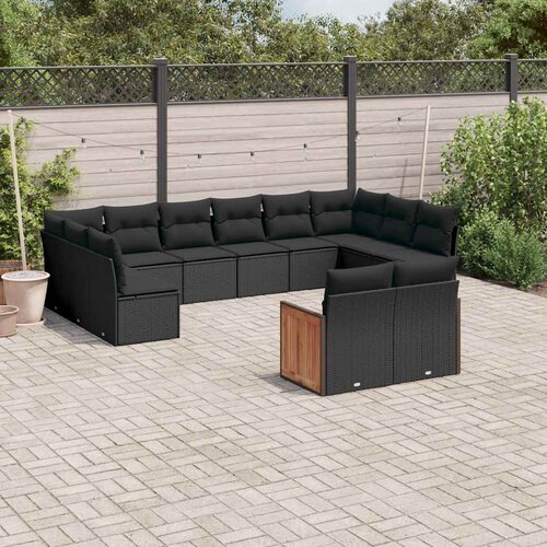  12-dijelni set vrtnih sofa od poliratana s jastucima crni Cijene