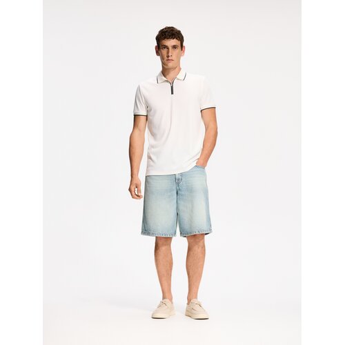 Reserved Slim polo-majica - krem Cijene