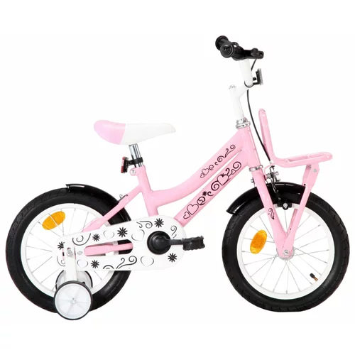 In Dječji bicikl s prednjim nosačem 14 inča bijelo-ružičasti