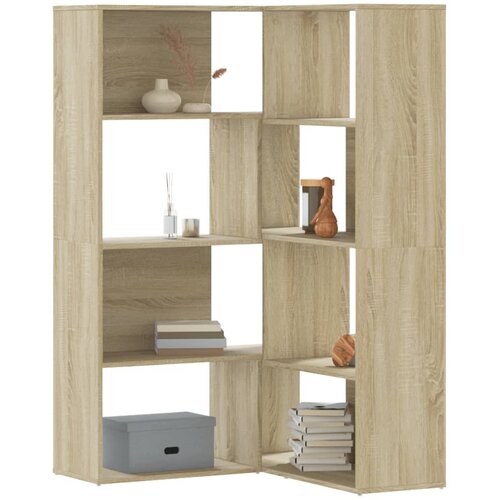  Kutni regal za knjige 4 razine boja hrasta 85x85x140 cm drveni Cijene