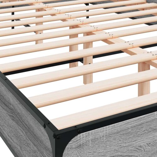  Okvir kreveta boja hrasta 160x200 cm konstruirano drvo i metal Slike
