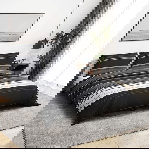 VidaXL Set posteljine za poplun crno-bijeli 240 x 220 cm pamučni Slike