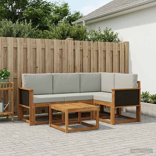  Set vanjskih sofa 5 kom. Prirodna i svjetlosiva Poliester Smeđa 59 x 59 x 37 cm Cene