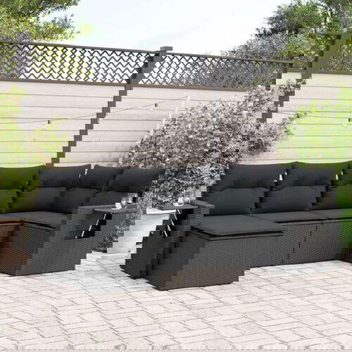  6-dijelni set vrtnih sofa s jastucima crni od poliratana Cijene