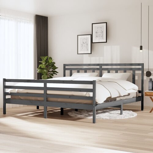 Okvir za krevet od masivnog drva sivi 200 x 200 cm Cene