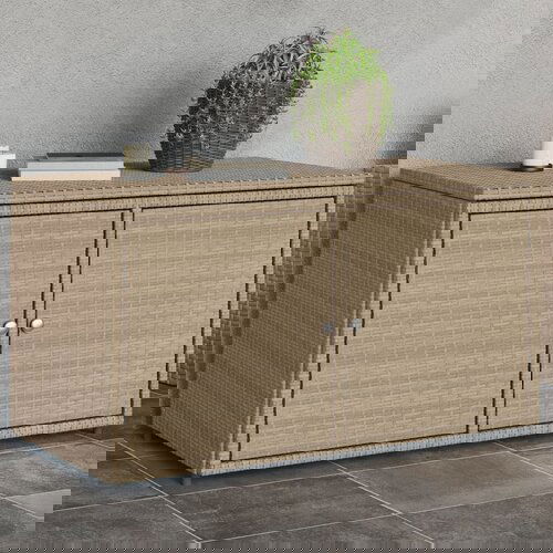 vidaXL Vrtna omara za shranjevanje bež 110x55x60,5 cm poli ratan Cene