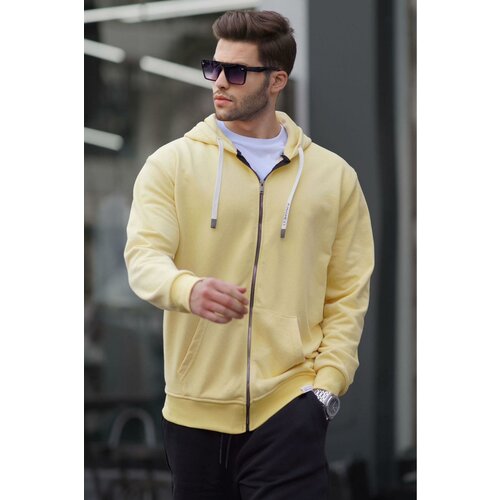 Madmext Yellow Zipper Hooded Sweatshirt 6161 Slike