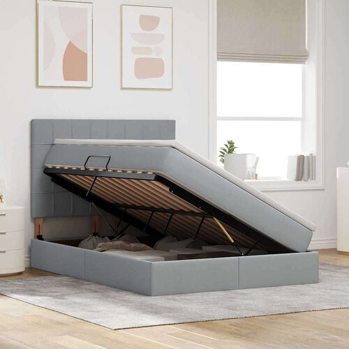  Krevet s od storage Svijetlo siva 140 x 190 cm Lažna koža Slike