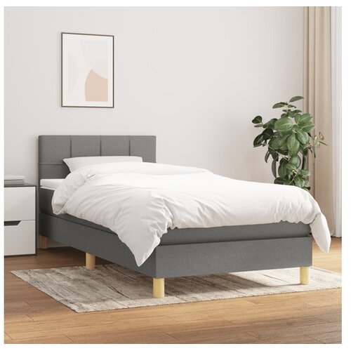  Box spring postelja z vzmetnico temno siva 80x200 cm blago Cene