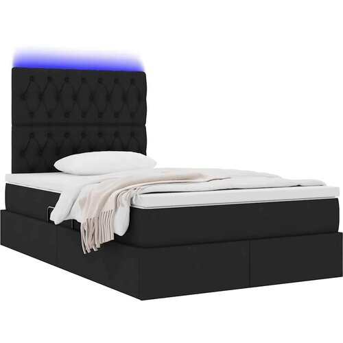  Krevet s prostorom za pohranu s LED-om Crna 120 x 200 cm Slike