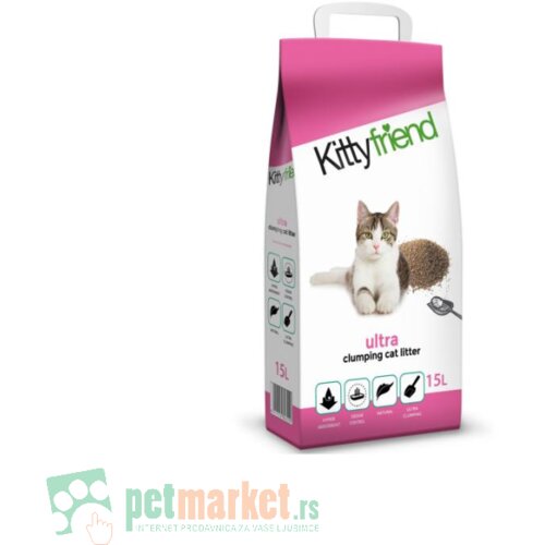 Sanicat Posip za mačke sa kontrolim neprijatnih mirisa KittyFriend ultra clumping, 15 l Slike