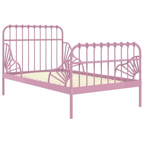 Maison Chic Raztegljiv Posteljni okvir - Enojna postelja - Postelja za odrasle roza kovinski 80x130/200 cm, (21695127) Slike