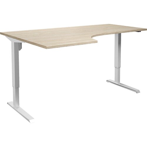 eurokraft basic Kotna pisalna miza Venla, električna nastavitev višine, leva stran, ŠxG 1800 x 1200 mm, hrast/bele barve Cene