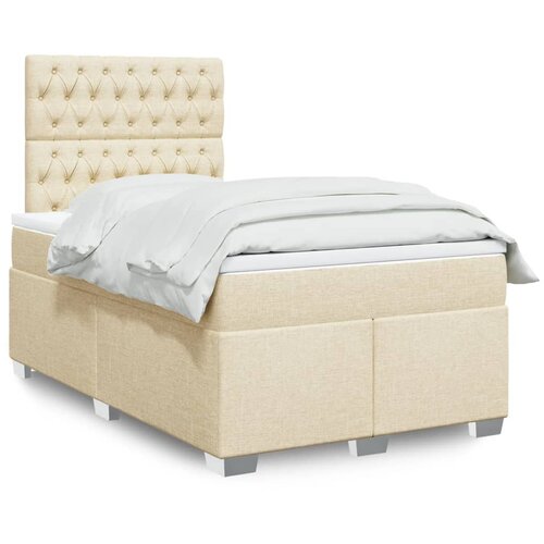 VidaXL Krevet s oprugama i madracem krem 120 x 200 cm od tkanine Slike