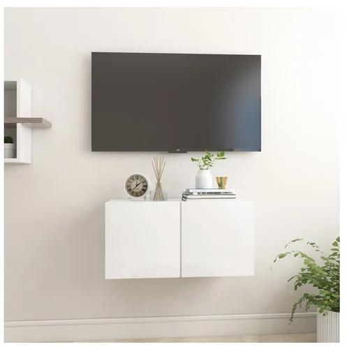  Viseča TV omarica visok sijaj bela 60x30x30 cm