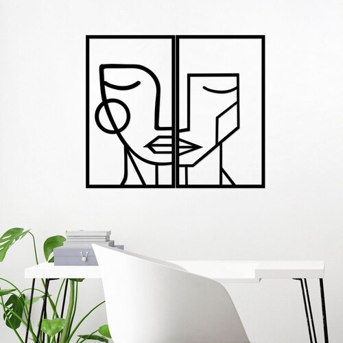 Wallity Zidna dekoracija Žensko lice, 39x66cm, 2 komada, Crna Cene