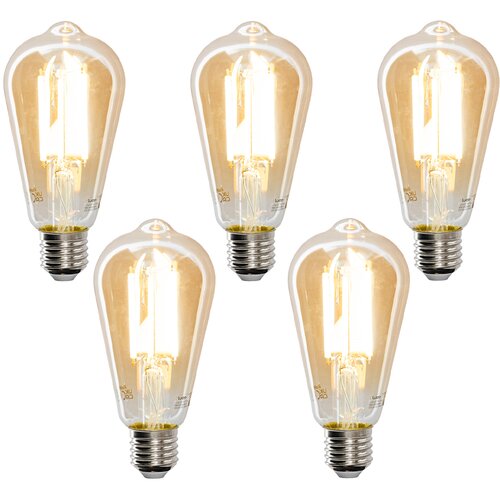 LUEDD Komplet 5 Smart E27 zatemnitev v Kelvin LED svetilka ST64 goldline 7W 700 lm 1800-4000K Cene