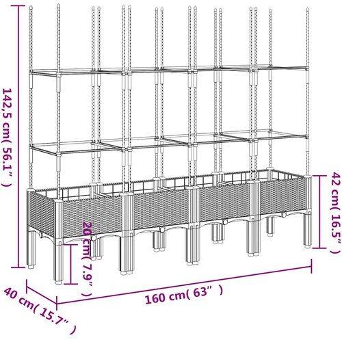  Vrtna sadilica s re&amp;scaron;etkom crna 160 x 40 x 142,5 cm PP Slike