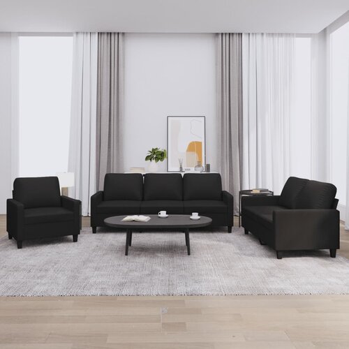  3-dijelni set sofa s jastucima crni od umjetne kože Cijene