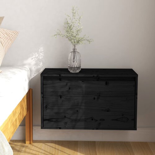  The Living Store Stenska omarica črna 60x30x35 cm trdna borovina - Stenska Omarica, (21444270) Slike