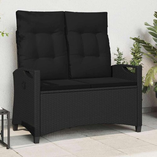  Vrtna klupa s jastukom Crna 105 x 60 x 112 cm Čelik i poliester - Crna Cene