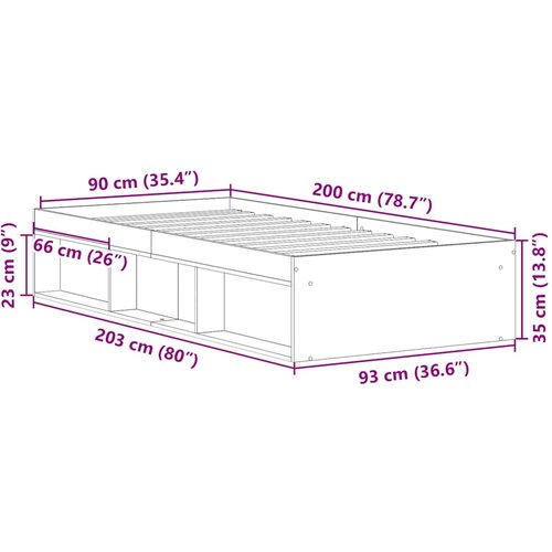  Okvir kreveta bez madraca staro drvo 90x200 cm Slike