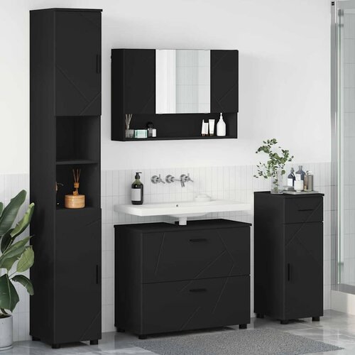  Set namje&scaron;taja za kupaonicu 4 kom. Crna 35 x 30 x 192 cm Cijene