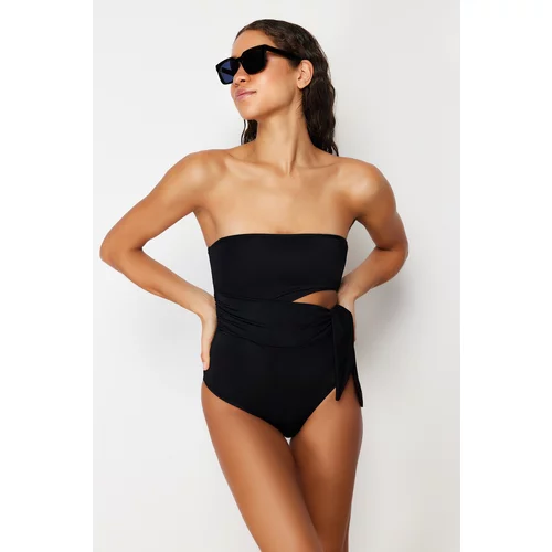Trendyol Black Strapless Cut Out/Windowed Swimsuit