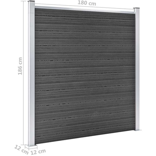  Set panela za ogradu WPC 1218 x 186 cm crni Slike