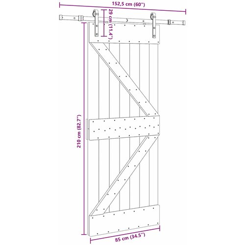  Klizna vrata NARVIK Prirodna i crna 85 x 210 cm (152,5 cm) Slike