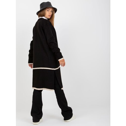 Fashion Hunters Black and beige long cardigan with pockets RUE PARIS Slike