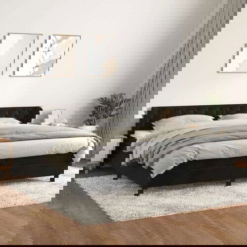  Box spring postelja z vzmetnico črna 200x200 cm žamet, (20788942) Slike