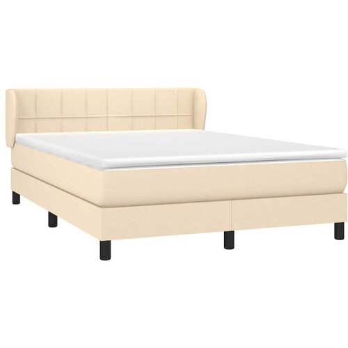  Krevet s oprugama i madracem krem 140 x 190 cm od tkanine Slike
