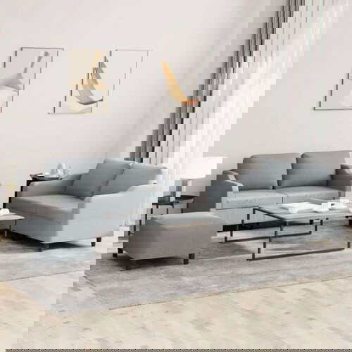  3-dijelni set sofa s jastucima svjetlosivi od tkanine Slike