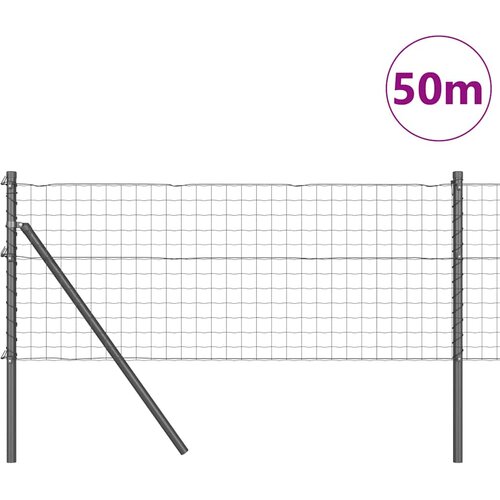  Ograda s postovima Siva 0,4 x 50 m Čelik i PVC Slike