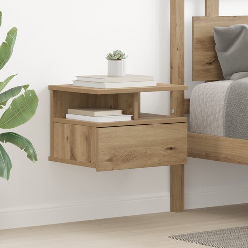 VidaXL lebdeča nočna omarica iz hrasta 40x31x27 cm inženirski les Slike
