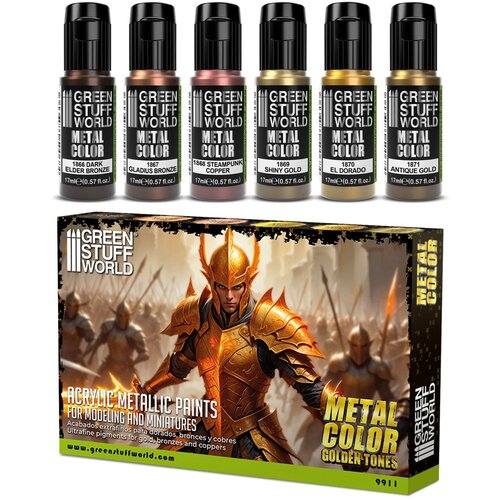 Green Stuff World Metallic Paints Set - Gold | Set Akrilnih Boja x6 Cene